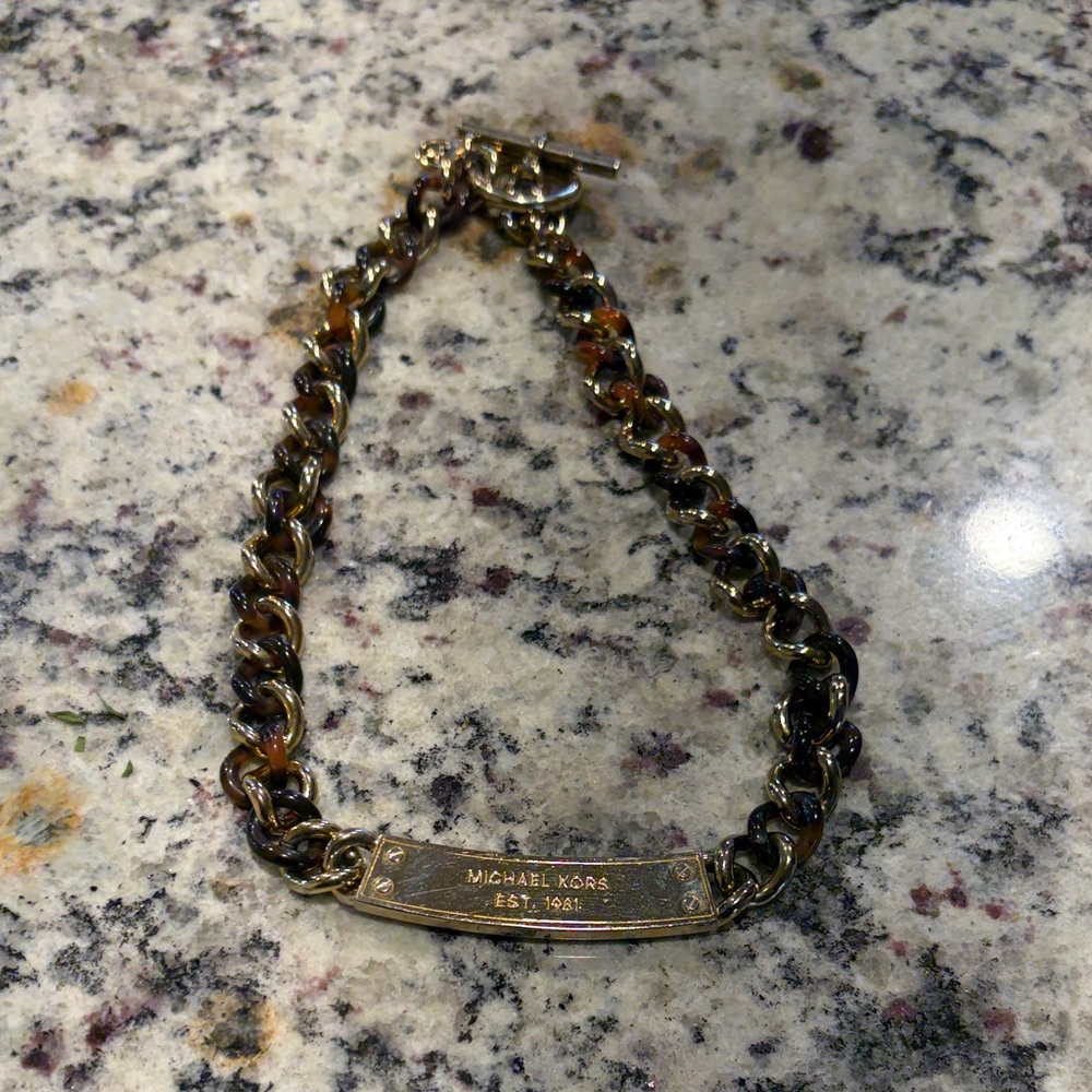 Michael Kors Gold and Brown Chain Necklace